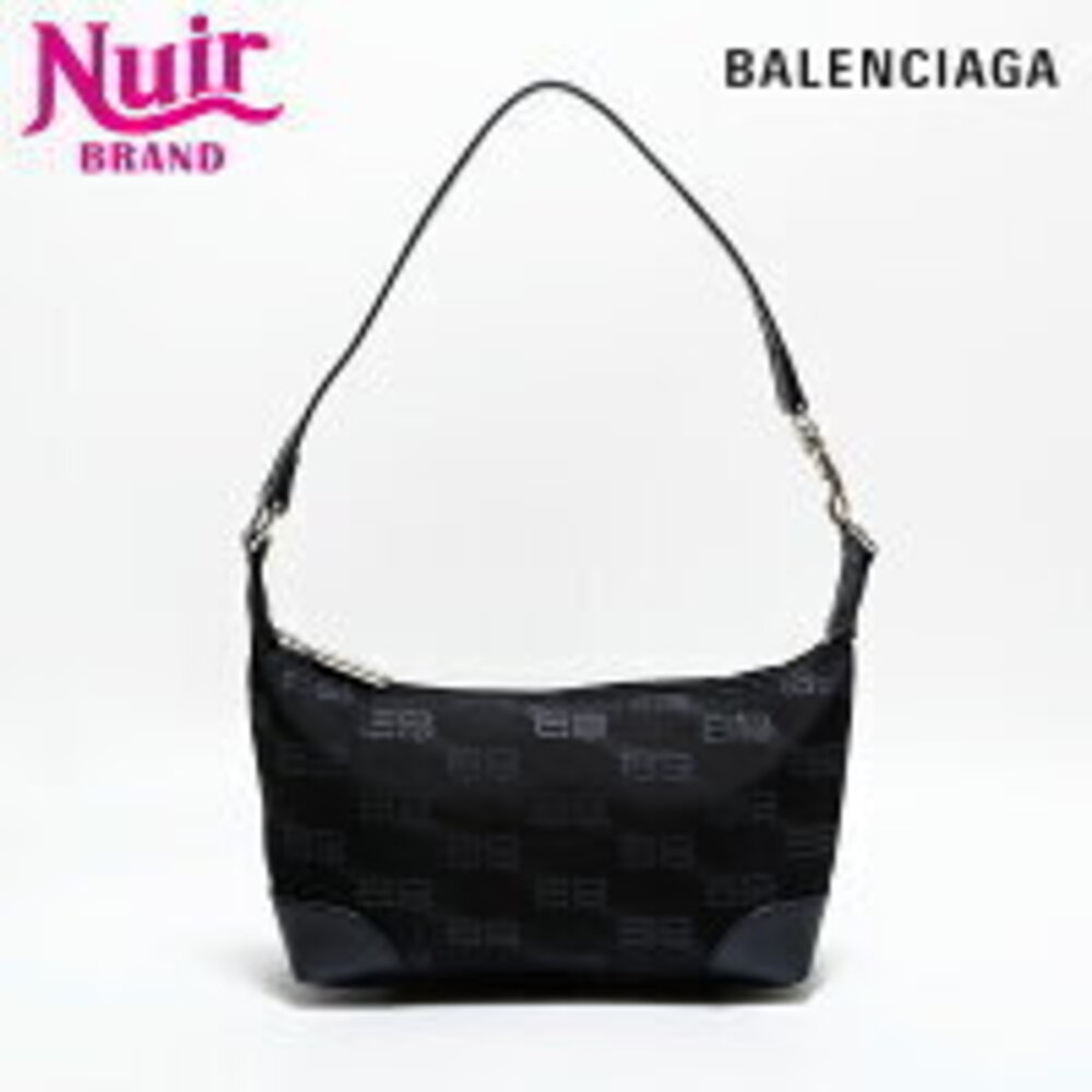 Balenciaga logo canvas shoulder bag black